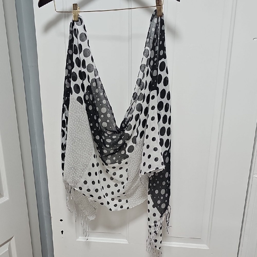 Polka Dot Black and White Scarf